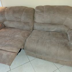Reclining Couch and Chair Set Gray Cloth