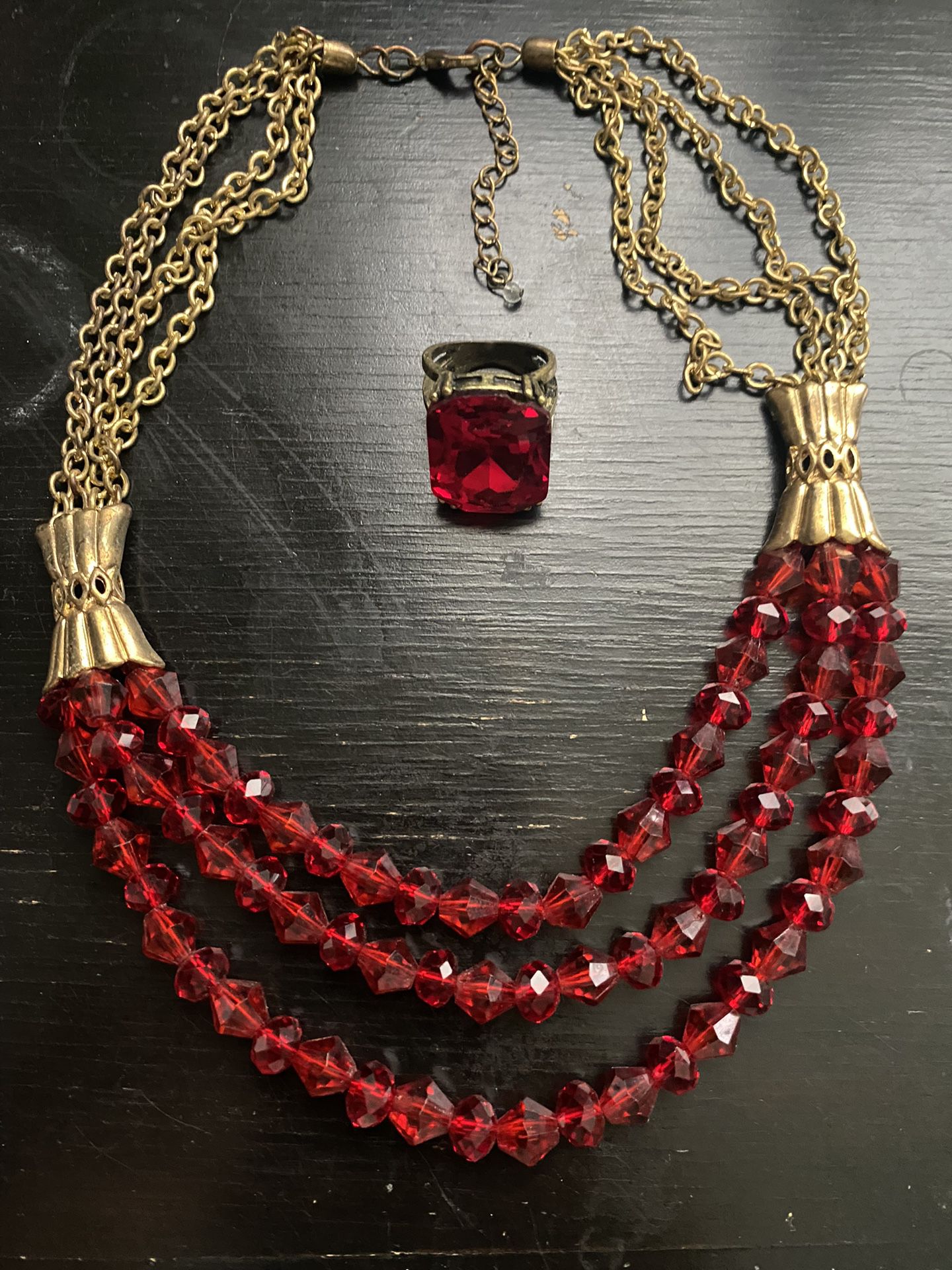 Victorian Ruby Ring And Necklace 