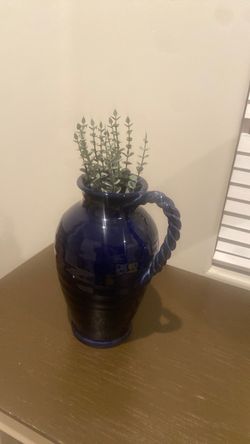Cobalt Blue Ceramic Pitcher Vase