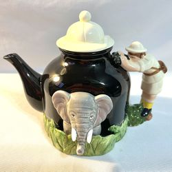 Vintage Dept 56 Safari Elephant Safari Hat Teapot Very Rare