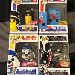 Baby Nut, Kool -aid Packet , Slush Puppie , Venomozed Doctor Strange Exclusive Funko Pops