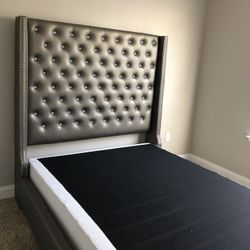 Upholstered Grey Bed Frame 