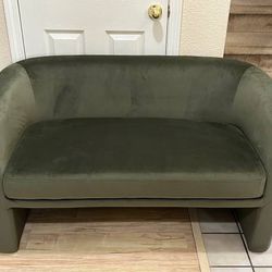 Brand New Vernon Velvet Loveseat Olive Green Sofa Couch Mid Century Modern