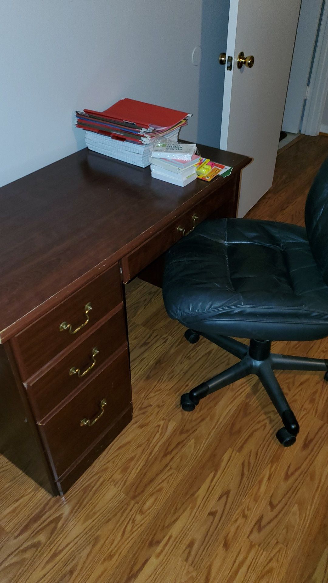 Wood desk w/ office chair