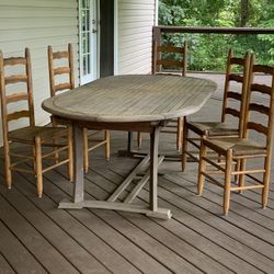 Outdoor Wood Table and Matching Chairs