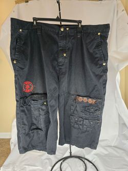Vintage COOGI Men's Black Cargo Shorts Size 50 Big & Tall Relaxed Fit Casual