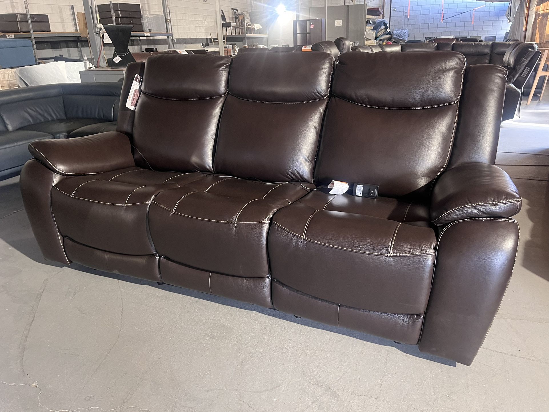 Leather Power Recliner Sofa