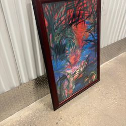 Abstract, colorful framing, glass ready to hang picture. 26 1/2 x 40 $50.