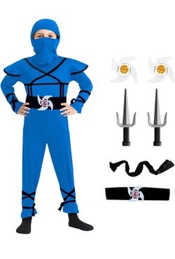 Kids size 4-5 Blue Ninja Costume with Accessories