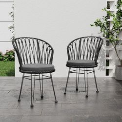 Set of 2 Outdoor Wicker Dining Chairs
