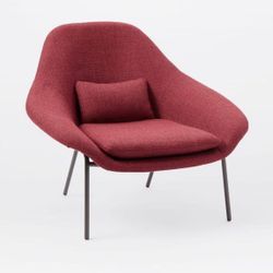 Red Accent Chair With Metal Black Legs 