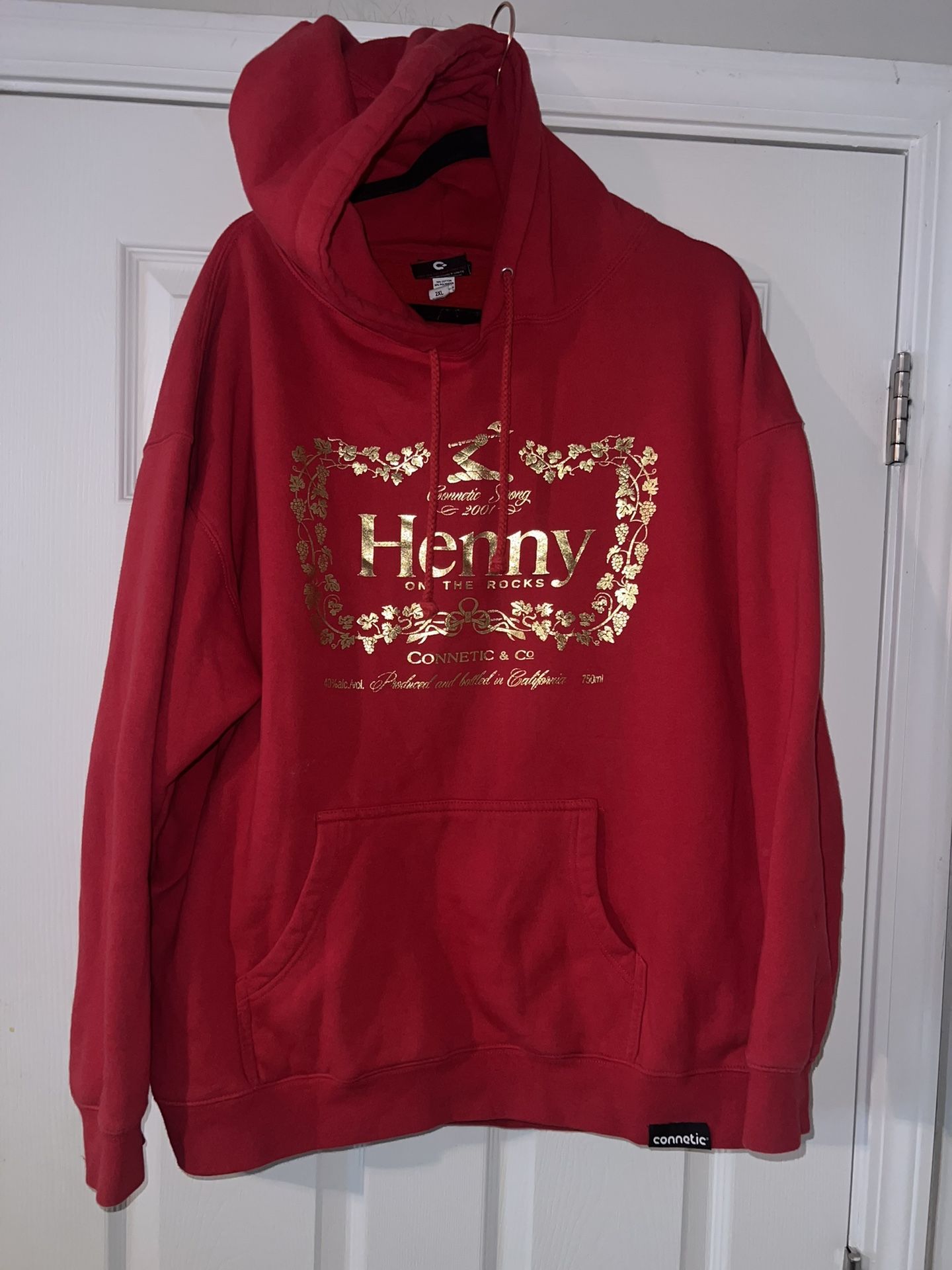 Connectic Henny red metallic gold hoodie size 2XL