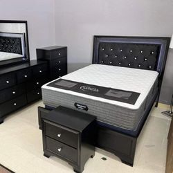 MICAH BLACK LED PANEL BEDROOM SET