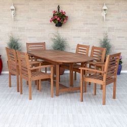 BRAND NEW 7 Piece Oval Extendable 100% FSC Certified Wood Table & Chairs dining set | Ideal Furniture For Outdoor
