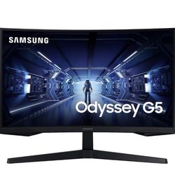 Samsung Odyssey G5 Series 27-Inch WQHD (2560x1440) Gaming Monitor, 144Hz, Curved, 1ms, HDMI, Display Port, FreeSync Premium (LC27G55TQWNXZA)