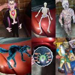 6 Vintage Beistle Halloween Horror Jointed Paperboard Cutouts