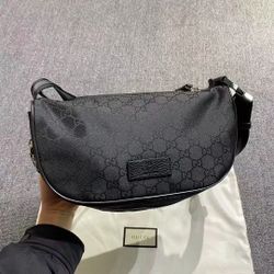 Double G Flower Full Print Stripe Webbing Messenger Bag Shoulder Bag Crossbody Bag Men's Black #Cool Out Recommended