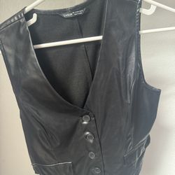Leather Vest Black Size Large