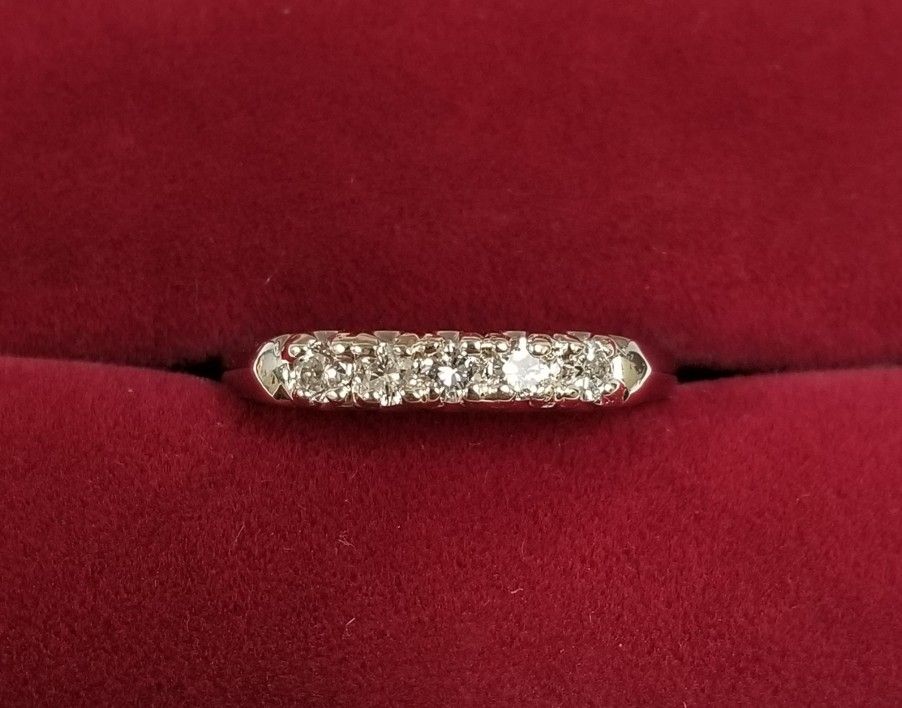 Vintage Platinum Diamond Wedding Anniversary Band