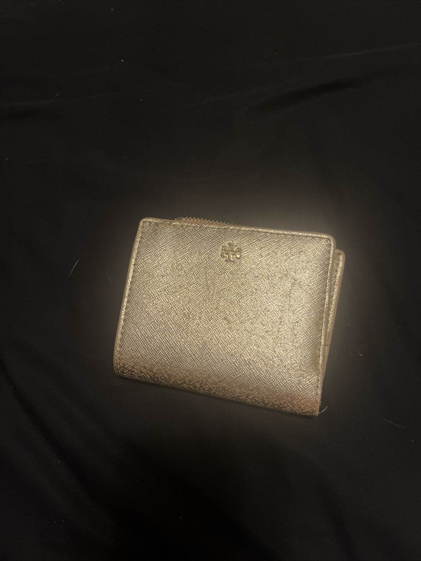 Tory Burch Gold Leather Snap Wallet Metallic