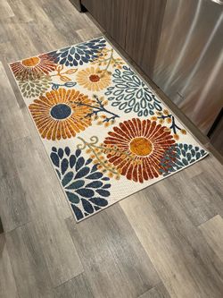 Floral Indoor - Outdoor Area Rug - 3x5, Great Condition