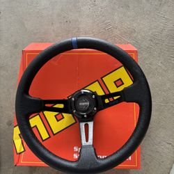 MOMO Style fullspead 340mm 14' Leather Deep Cone Sport Steering Wheel