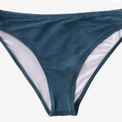 Blue Ribbed Low Waist Bikini Bottom XL