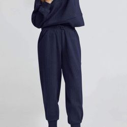 2 Piece Sweatsuits Set Long Sleeve Half Zip Pullover Sweatshirt Joggers Sweatpants  R40 Large