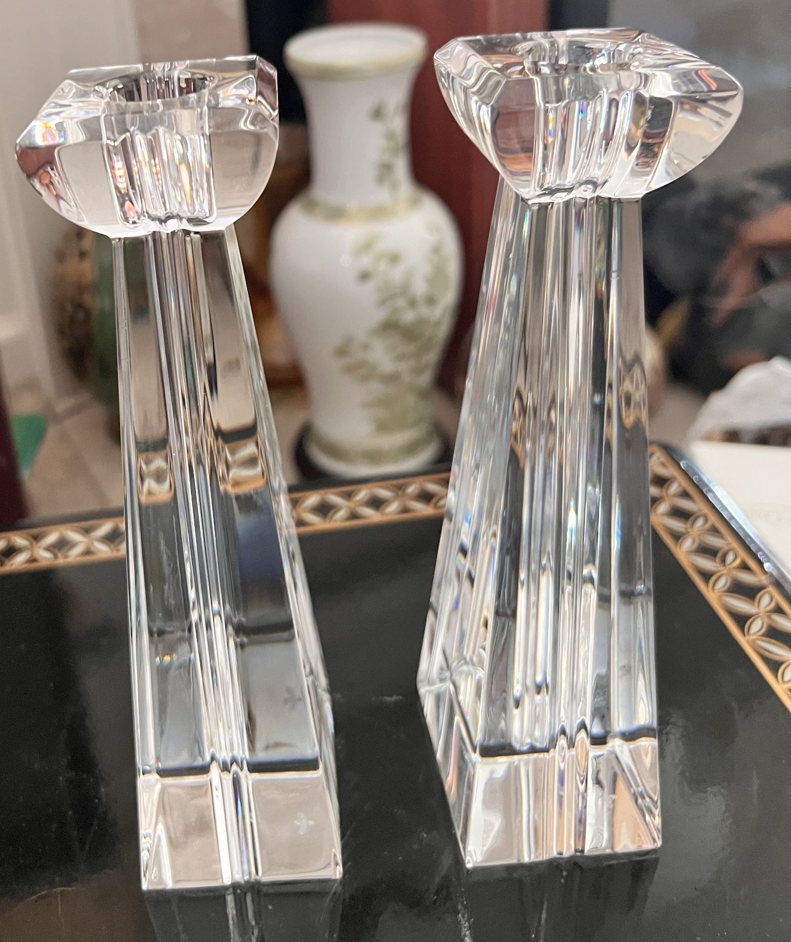 Lot Of 2 Waterford Crystal Vintage 8” Crux Candlesticks