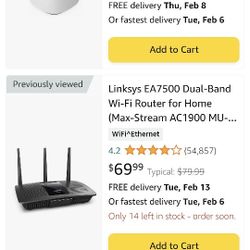 Linksy's TP-Link AC1750 Smart WiFi Router (Archer A7) -Dual Band Gigabit Wireless Internet Router, Works w/Alexa, VPN Server, Parental Control, QoS