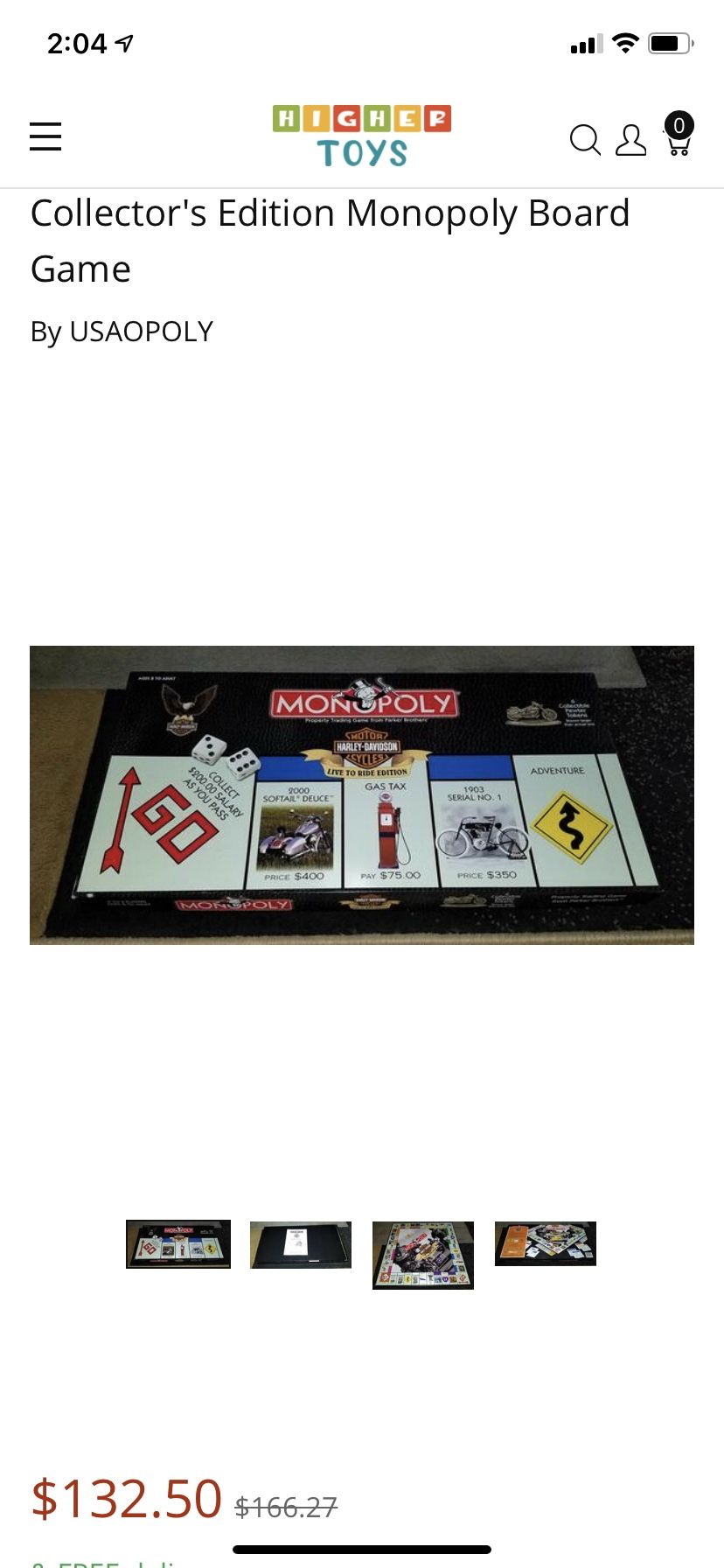 Harley Davidson monopoly game new