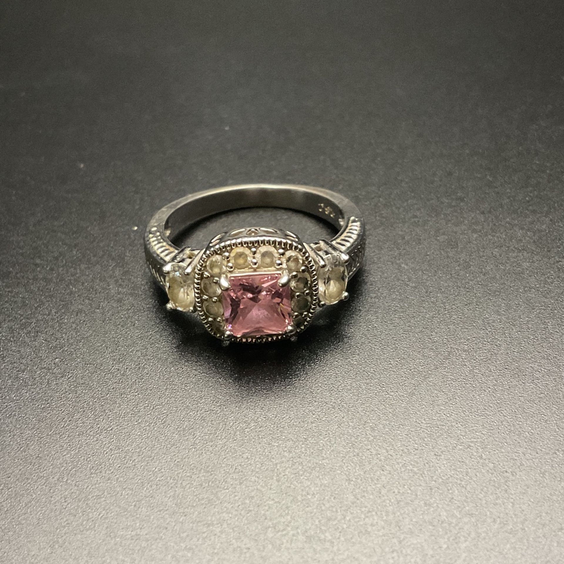 SilverTone Ring With Pale Pink Rhinestone,by RSC…Size 8.5-9