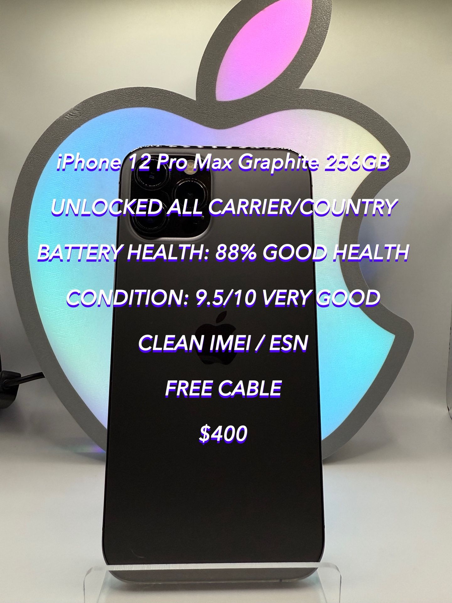 iPhone 12 Pro Max Graphite 256GB UNLOCKED Used Authentic