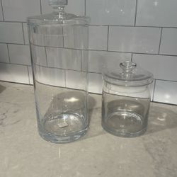 Crate and Barrel Glass Canister Set 