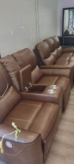 New faux leather  recliner sofa and loveseat on sale now don't miss