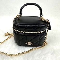 Coach Ava Crossbody Bag With Quilting In Gold/Black Leather