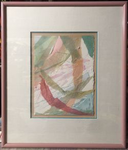 Henry Howells Original Abstract Floral Watercolor Framed & Signed 87. With COA🖼