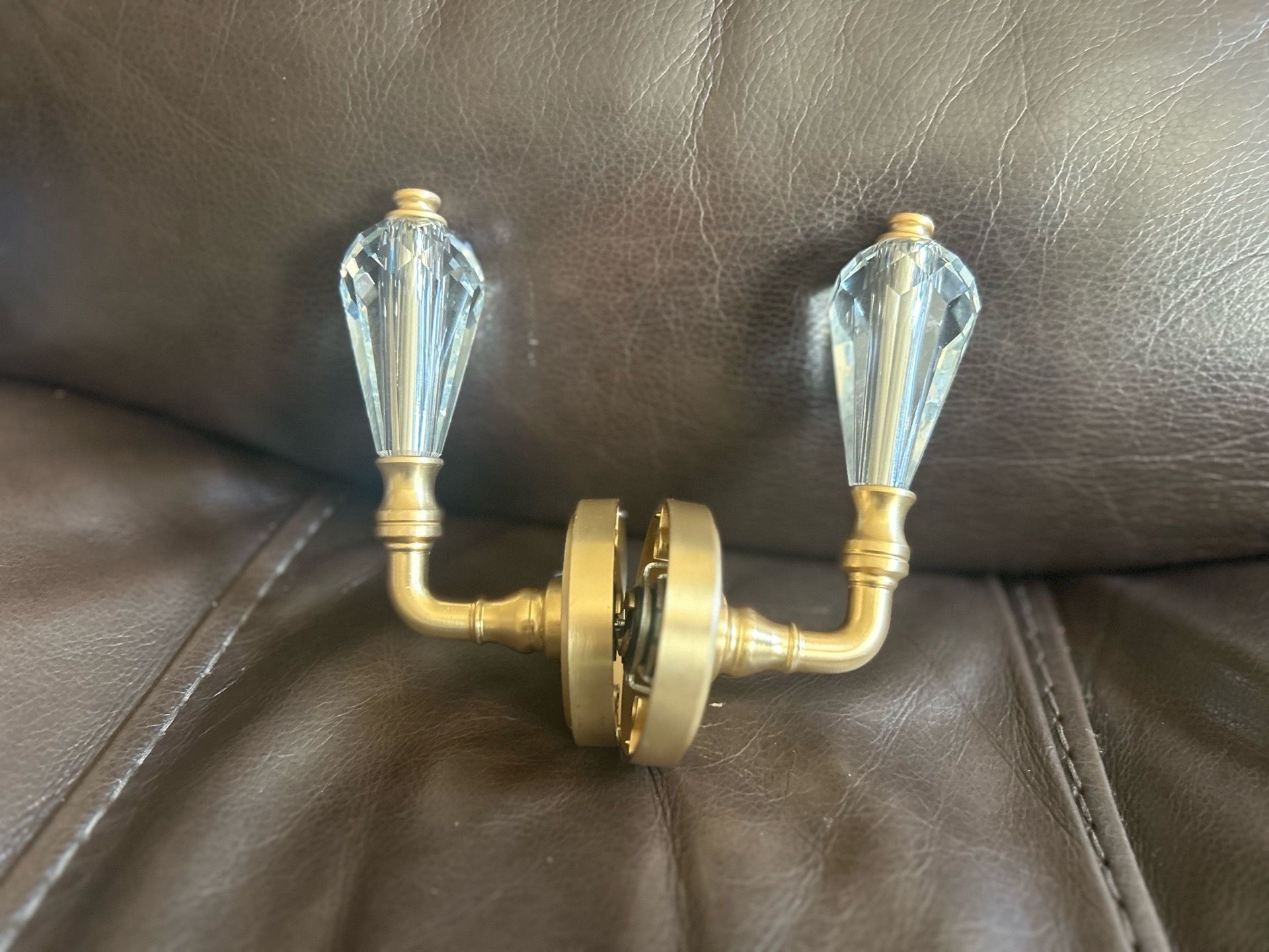 Crystal Interior Door Knob Set – Brushed Gold / Brass – Complete Hardware Kit