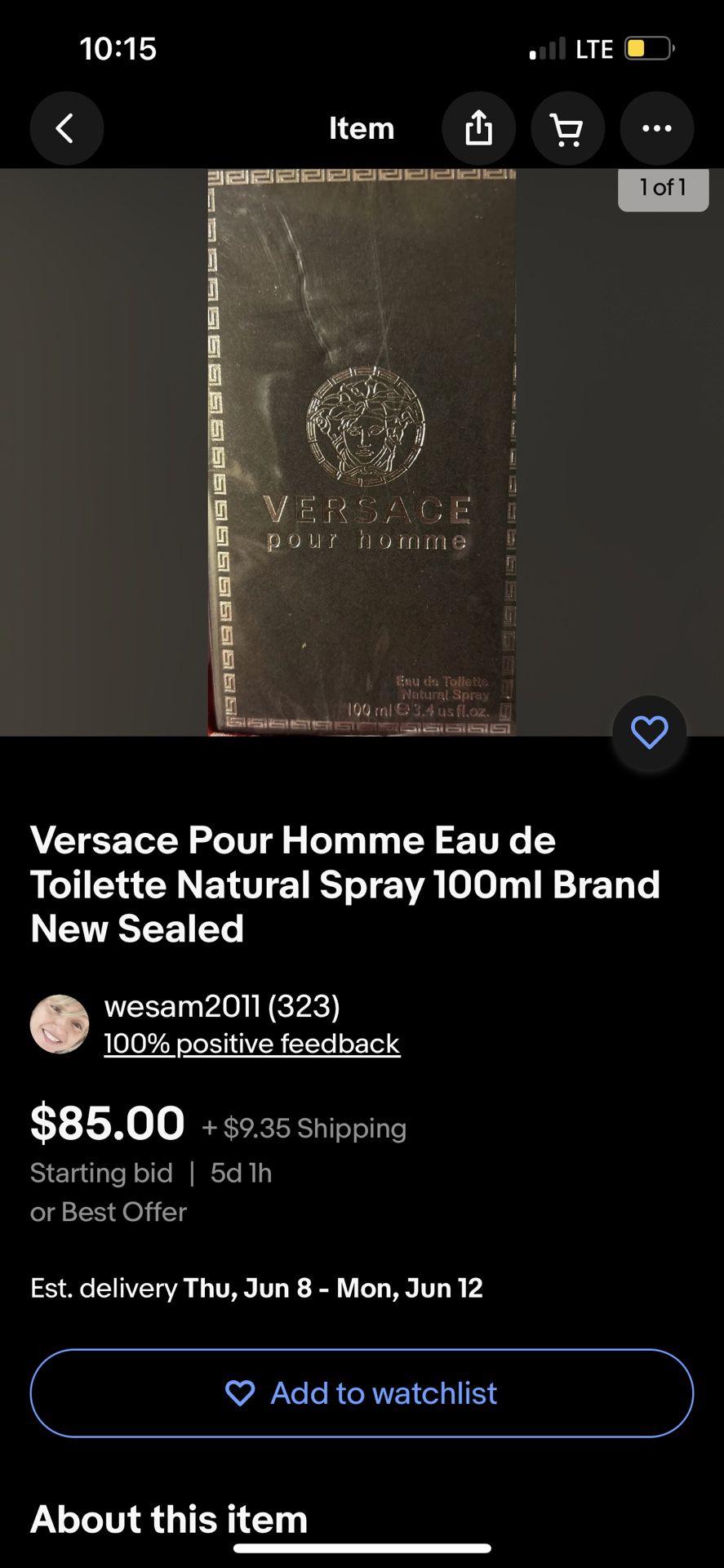 Versace Pour Homme Eau de Toilette Natural Spray 100ml Brand New Sealed