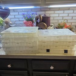 9  CRAFT/MEDICINE PLASTIC STORAGE BOXES. $5 EACH 