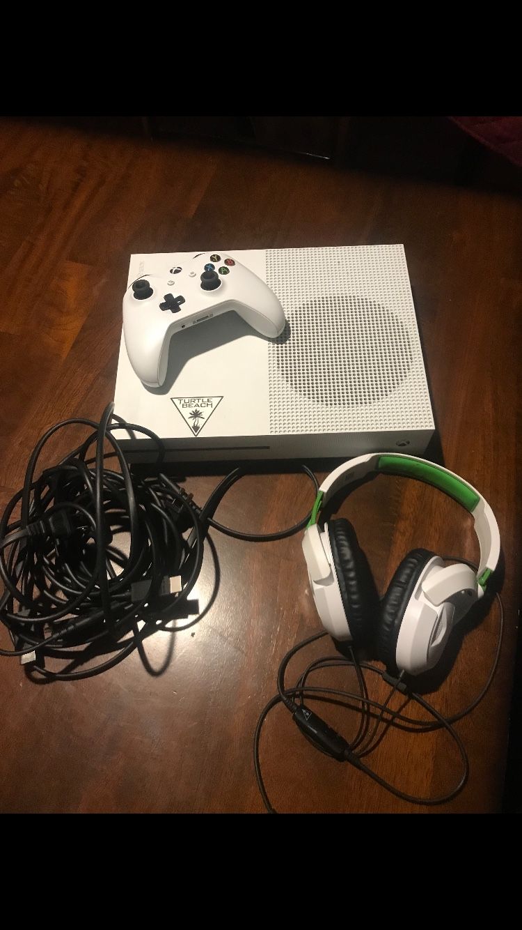 Xbox with head set and controller