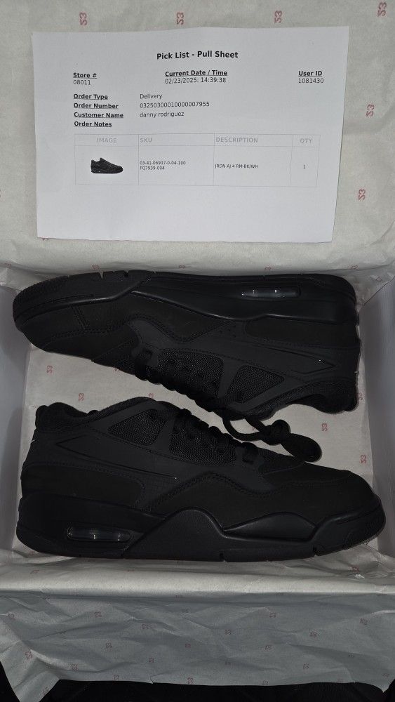 Nike Air Jordan AJ 4 RM (Men's Black, size 10)