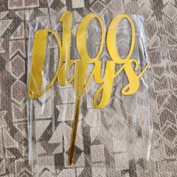 Gold 100 Days Cake Topper