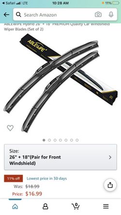 ABLEWIPE Hybrid 26" + 18" & 26” + 16” PREMIUM Quality Car Windshield Wiper Blades (Set of 2)