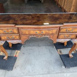 GORGEOUS Vintage Skinny Dresser W/ Glass Top Cover