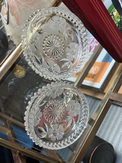 Vintage Clear Glass Decorative Dishes Set of 2