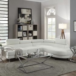 New! White Leather Modern Sectional Sofa 