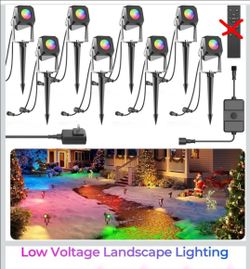 (Brand New in Box) 
Christmas RGB Low Voltage Landscape Lighting, 8 Pack Spotlight Outdoor with Remote Control, IP65 Waterproof LED Landscape Lights f