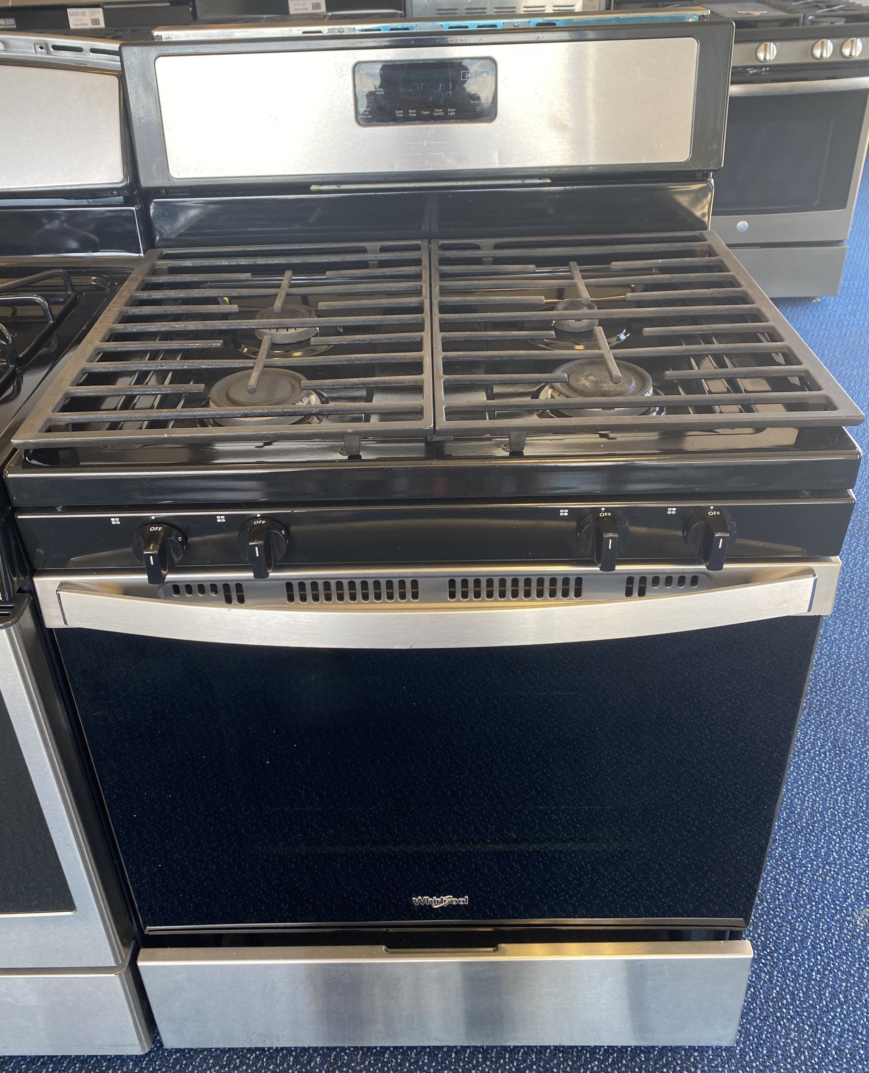 Stainless Steel Whirlpool Four Burner Gas Range (3-0042)