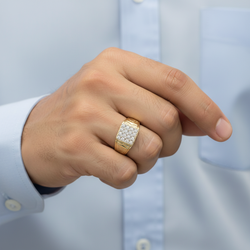 10K Yellow Gold Diamond Mens Ring  - 0.33ct